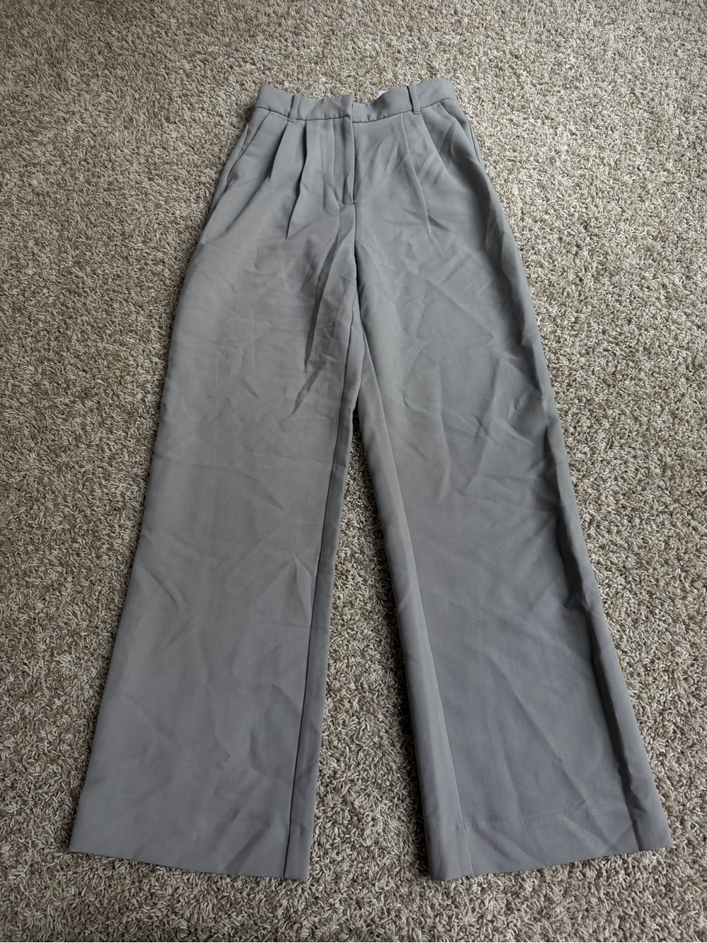 Abercrombie & Fitch Light Gray High-Waist Wide-Leg Trousers